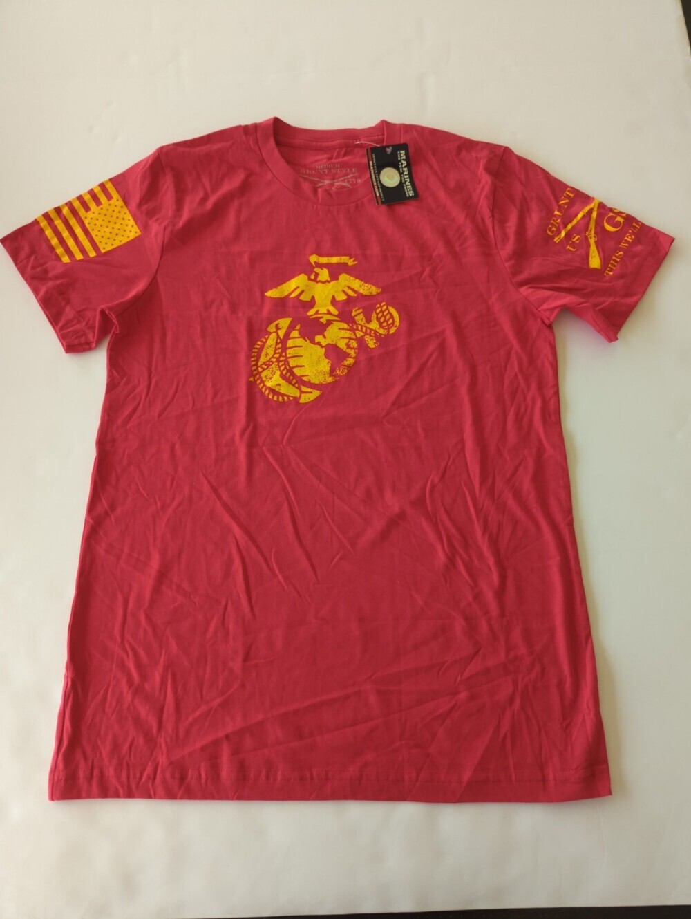 Grunt Style NWT Red Short-Sleeve Tee with Yellow Marine Emblem
